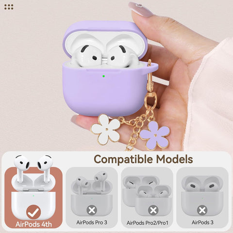for AirPods 4 Case Cover 2024, Soft Silicone Protector-Purple
