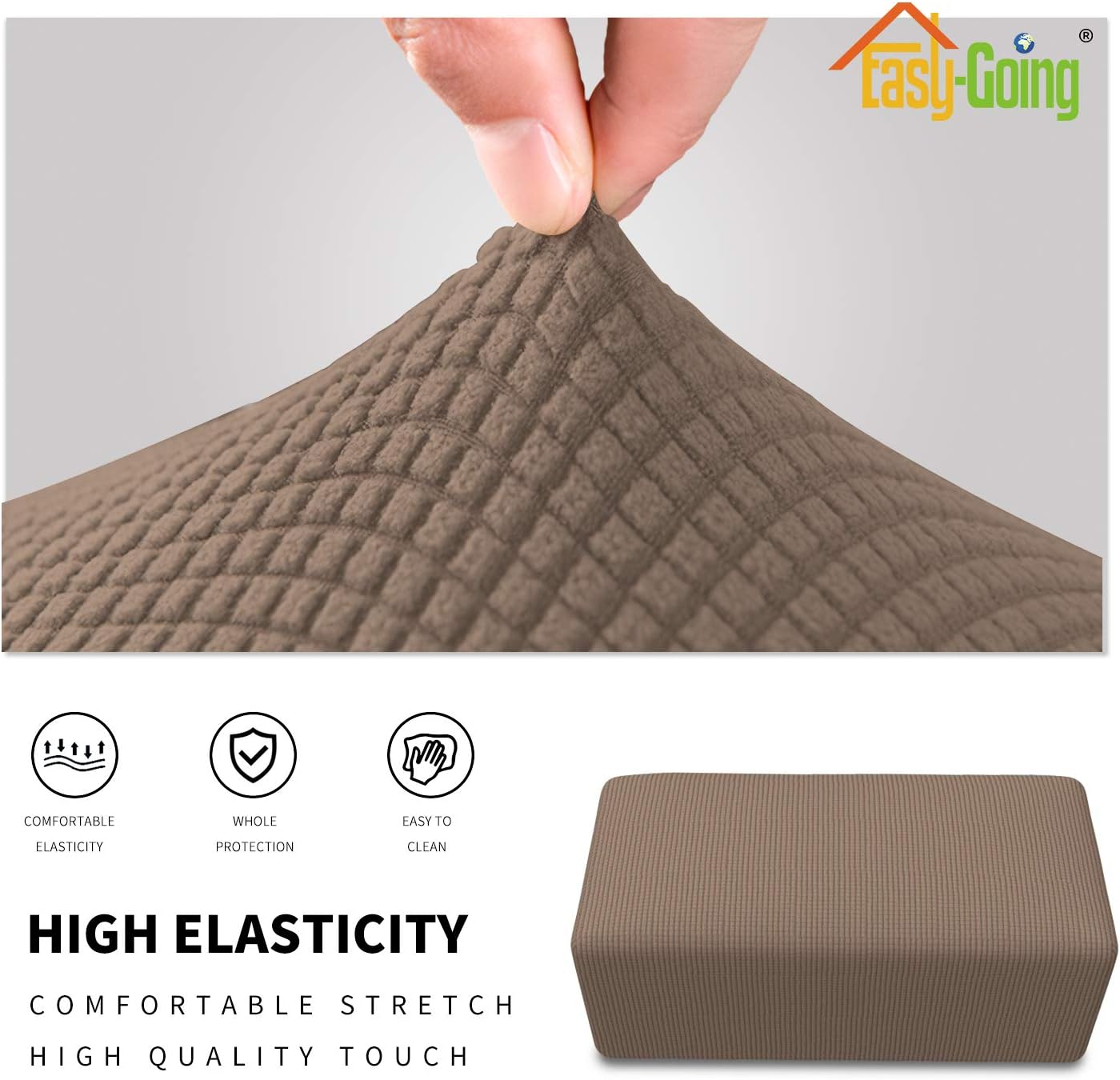 Easy-Going Stretch X-Large Rectangle Ottoman Cover Camel