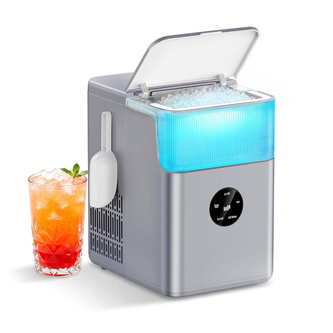 Upstreman Nugget Ice Maker Countertop, 33lbs/24H, Touchscreen Ice Machine with Self-Cleanin Function, Portable Ice Makers for Home Kitchen Office Camping RV-NI33