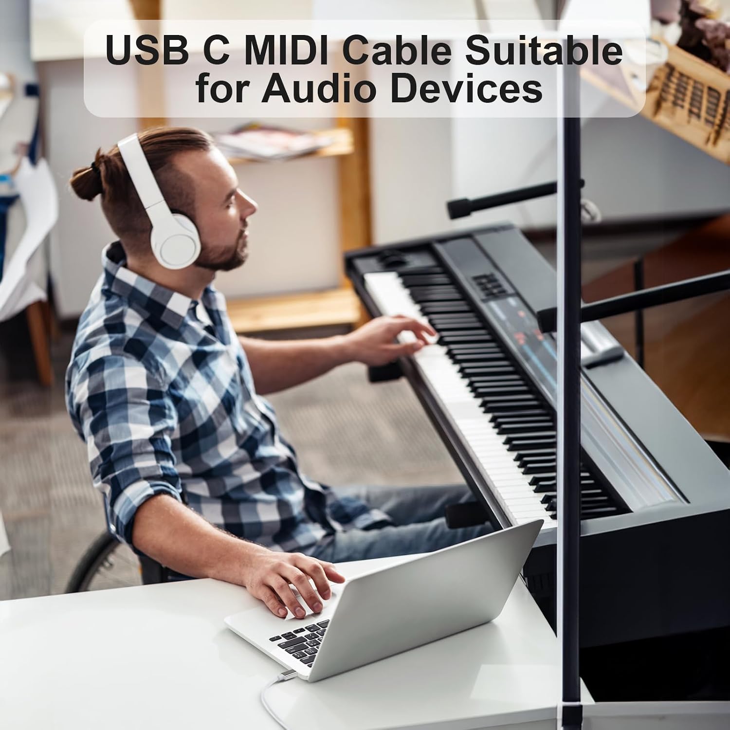 MeloAudio USB C MIDI Interface, Type C to USB 2.0 for Midi Controller, Keyboard, Audio Interface, 6.6FT USB B to USB C Printer Cable for Samsung, Laptop, MacBook