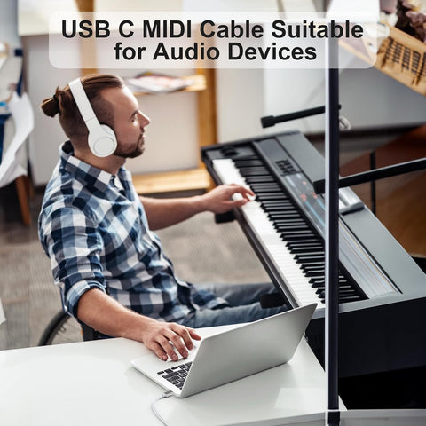 MeloAudio USB C MIDI Interface, Type C to USB 2.0 for Midi Controller, Keyboard, Audio Interface, 6.6FT USB B to USB C Printer Cable for Samsung, Laptop, MacBook
