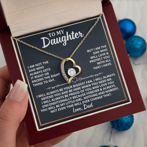 To My Daughter Necklace From Dad, Father To Daughter Gifts From Dad Necklace With Heartfelt Message & Elegant Gift Box