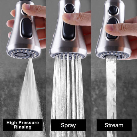 Hibbent Pull Down Spray Head for Kitchen Faucet, 3-Function Sink Nozzle