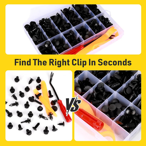 240PCS Car Bumper Retainer Clips Kit - Auto Plastic Rivets & Push Fasteners Set, Most Popular Sizes for Door Trim, Panel, Fender - Compatible with GM, Ford, Toyota, Honda, Chrysler