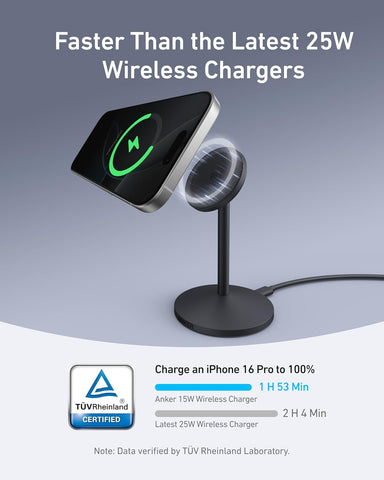 Anker MagSafe Charger, MagGo Qi2 15W 360-Degree Wireless Charger Stand