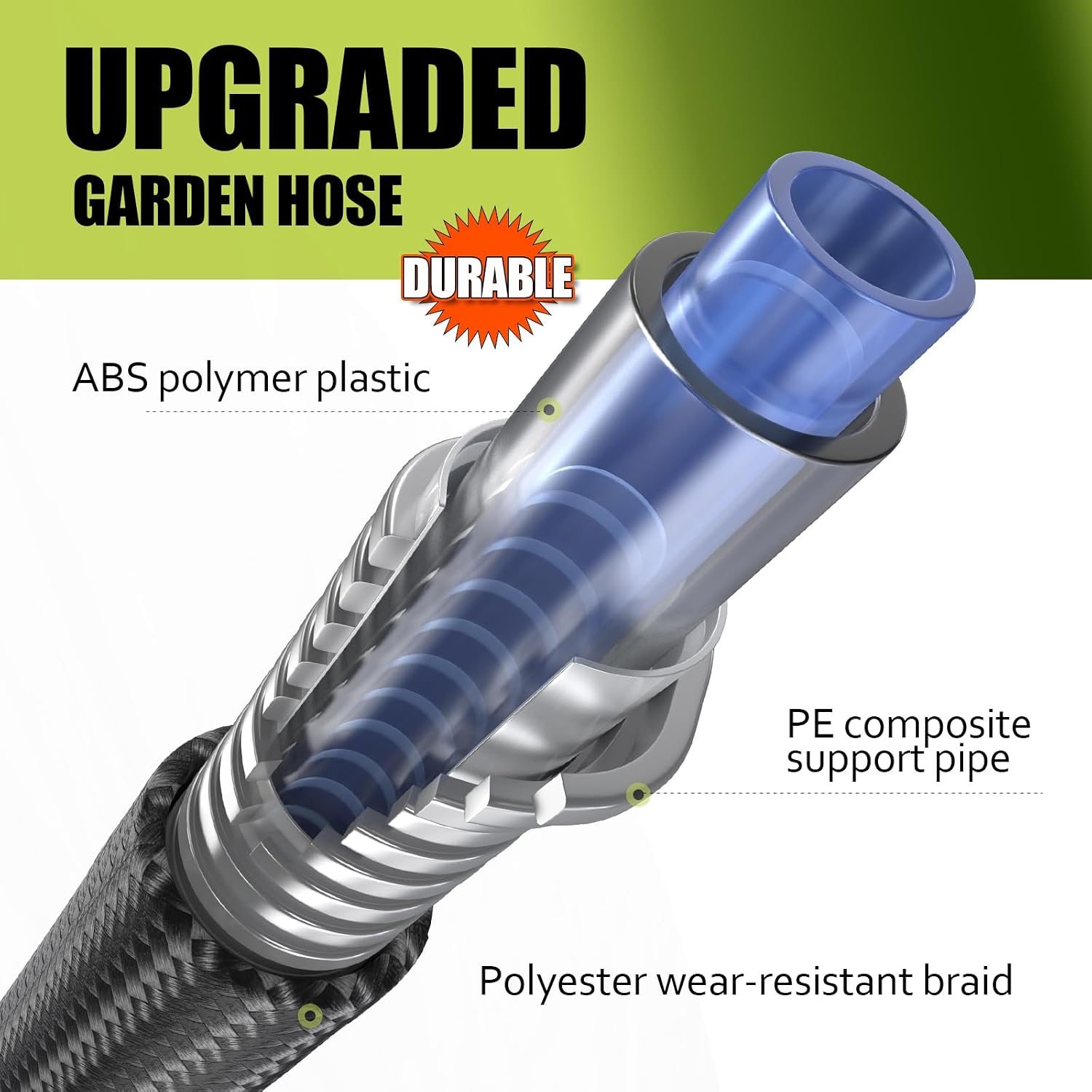 Relxitl Garden Hose, Flexible Water Hose, Ultra Lightweight Non-Expanding hose with 10 Function Sprayer, Leak proof, Pressure Resistant for Yard, Outdoor (Black, 100FT)