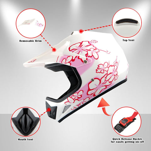 WOW Youth Kids Motocross BMX MX ATV Dirt Bike Dianosour Helmet Dragon + Goggles + Martian Youth Glove Bundle: HJOY MG Bundle