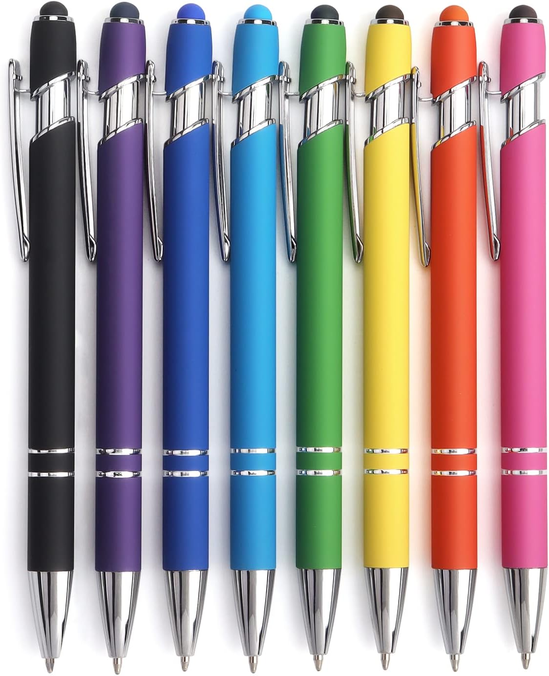 Bribobo 8 Pack Ballpoint Pen 2-in-1 Stylus, 1.0 mm Black Ink