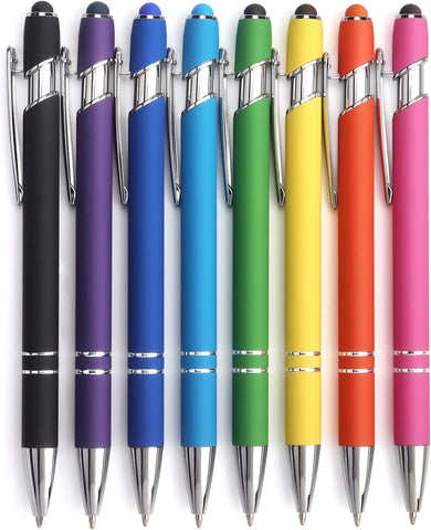 Bribobo 8 Pack Ballpoint Pen 2-in-1 Stylus, 1.0 mm Black Ink