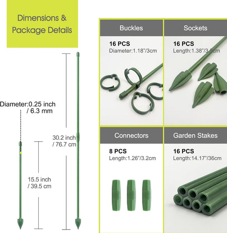 RIFNY Plant Stakes for Indoor Plants, 14 Inch Plant Support Stakes, 16 PCS