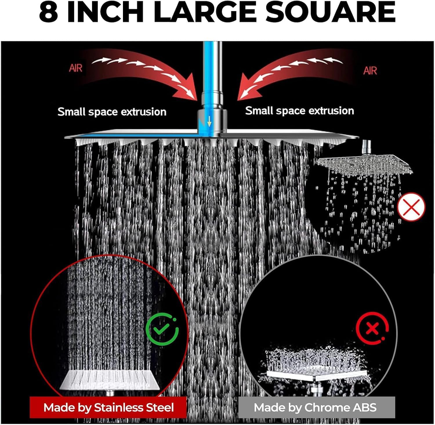 Filtered Shower Head,8 Inch Rain Shower Head with Handheld Spray Combo, Adjustable High Pressure Rainfall Shower Head, Dual Showerhead Set with Extension Arm and 60 Inch Long Shower Hose(Silver)
