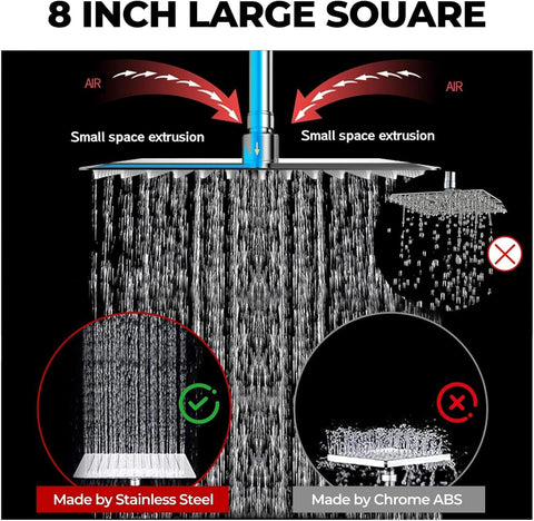 Filtered Shower Head,8 Inch Rain Shower Head with Handheld Spray Combo, Adjustable High Pressure Rainfall Shower Head, Dual Showerhead Set with Extension Arm and 60 Inch Long Shower Hose(Silver)