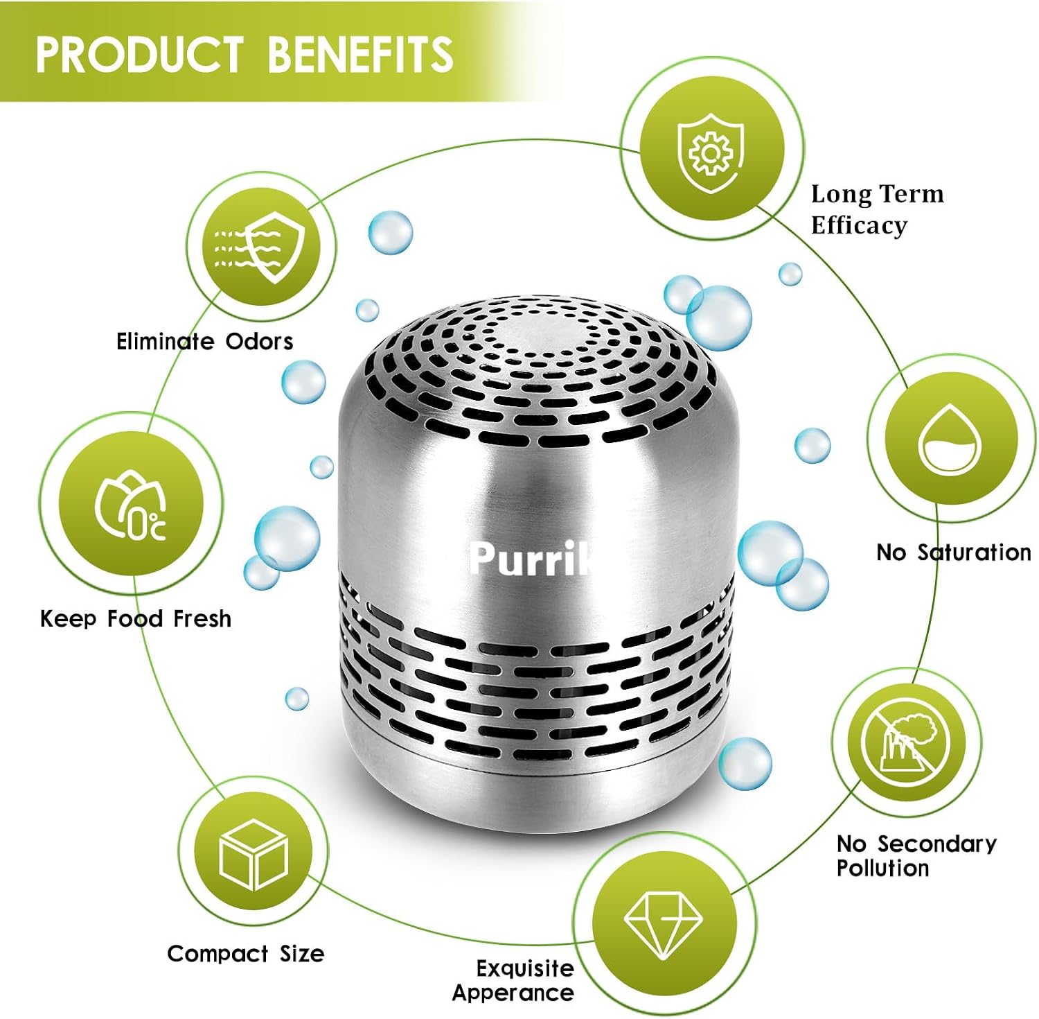 Purriko Refrigerator Deodorizer,Long-Lasting Fridge Odor Eliminator