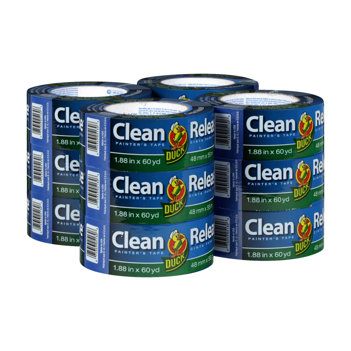 Duck Clean Release Blue Painter's Tape, 2-Inch (1.88-Inch x 60-Yard), Single Roll, 240195 (Pack of 12)