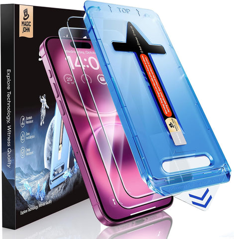 MAGIC JOHN Easy Installation for iPhone 16 Plus Screen Protector, 2 Pack