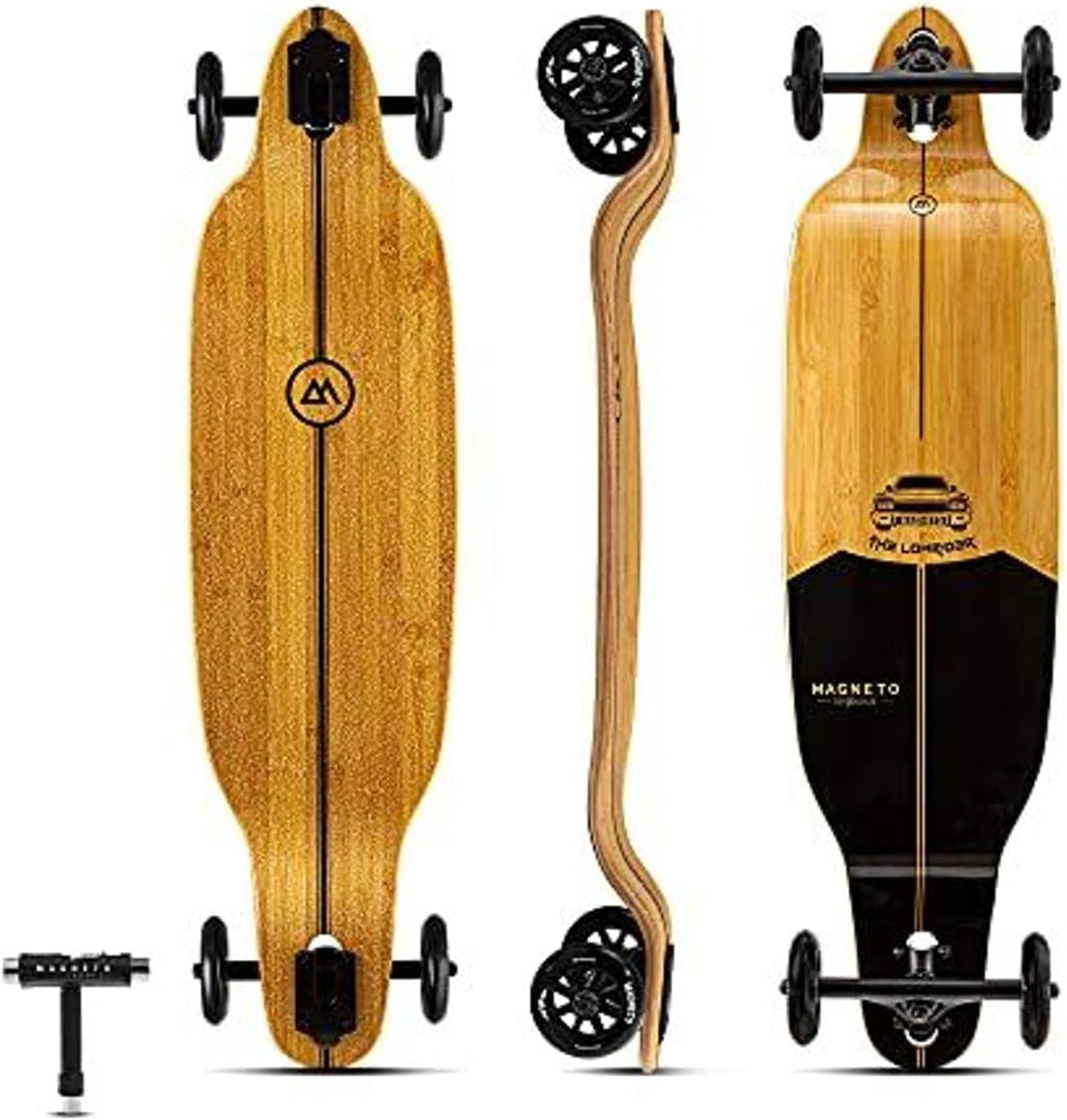Magneto Longboards Bamboo Longboards for Cruising, Carving, Free-Style, Downhill and Dancing (Bamboo Drop & Fiberglass Through Longboard)