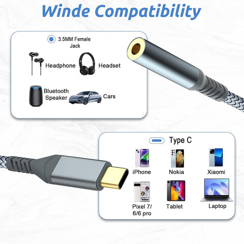 USB C to 3.5mm Audio Headphone Adapte (2 Pack)