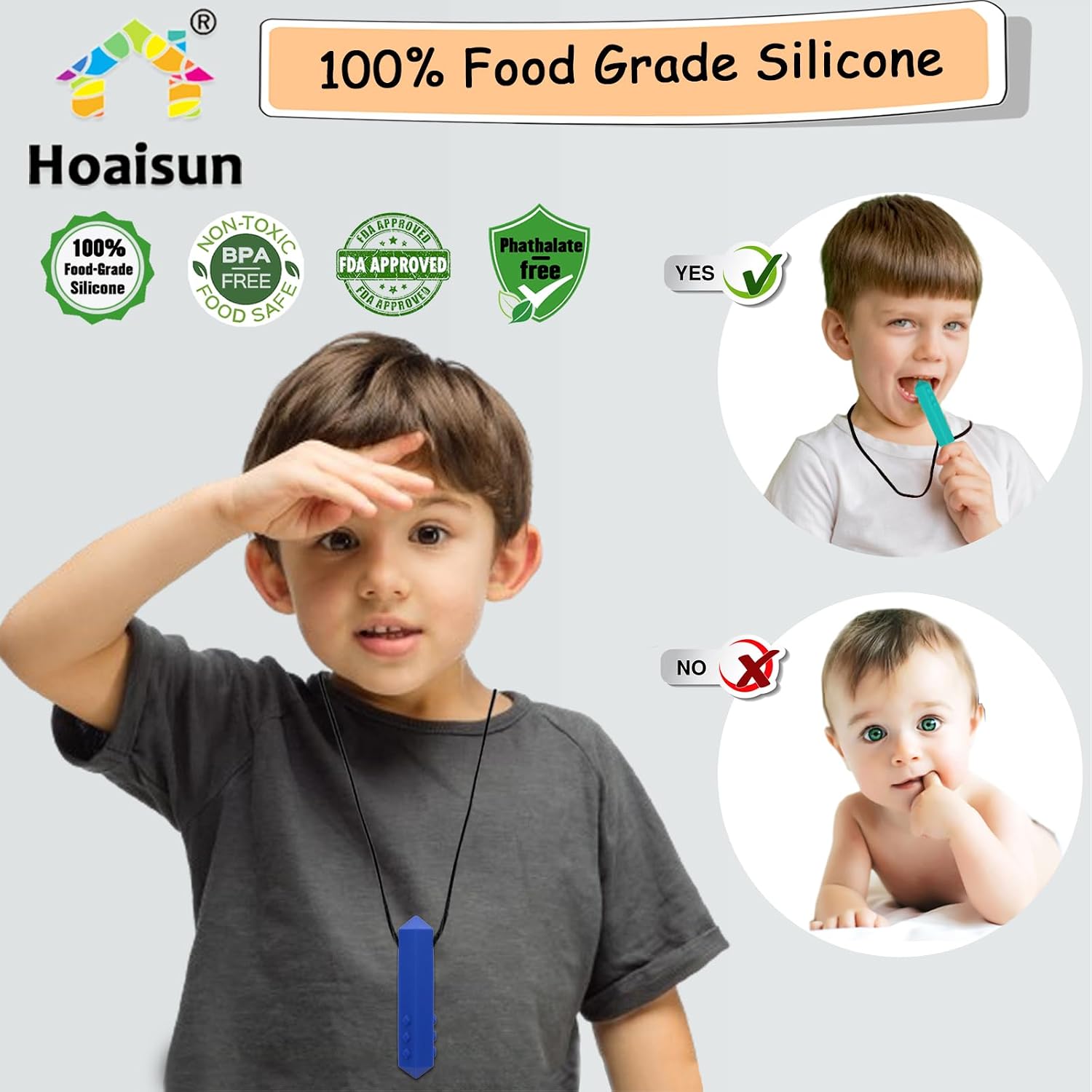 Chewy Necklace Sensory Boys and Girls, 8 Pack Autism Chew Toys for Kids