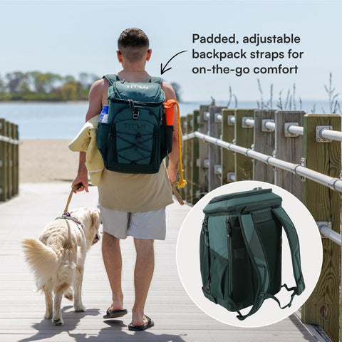 Titan Deep Freeze Ice Wall Backpack Cooler 30 Can Cooler Bag with Ice Packs