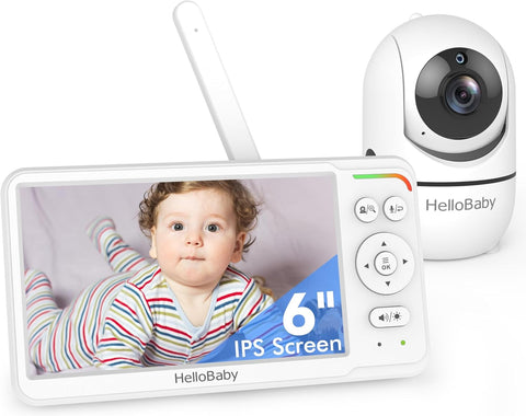 HelloBaby 6'' No WiFi Video Baby Monitor with Camera Audio, 30H Battery
