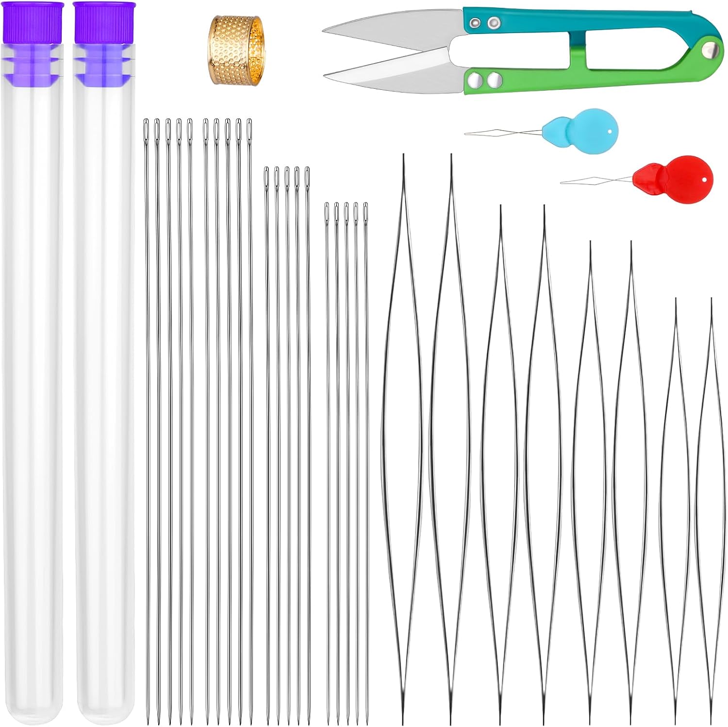 UOOU 28 Pcs Beading Needles, 4 Sizes Beading Needles for Seed Beads