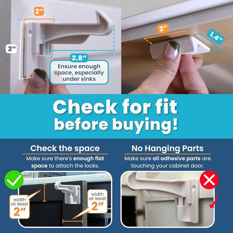 20 Pack Upgraded Version Cabinet Locks Baby Proofing, Children Proof Cupboard Drawers Latches, No Drilling or Tools Required for Installation, Works with Cabinets & Drawers, Adhesive Easy Installation