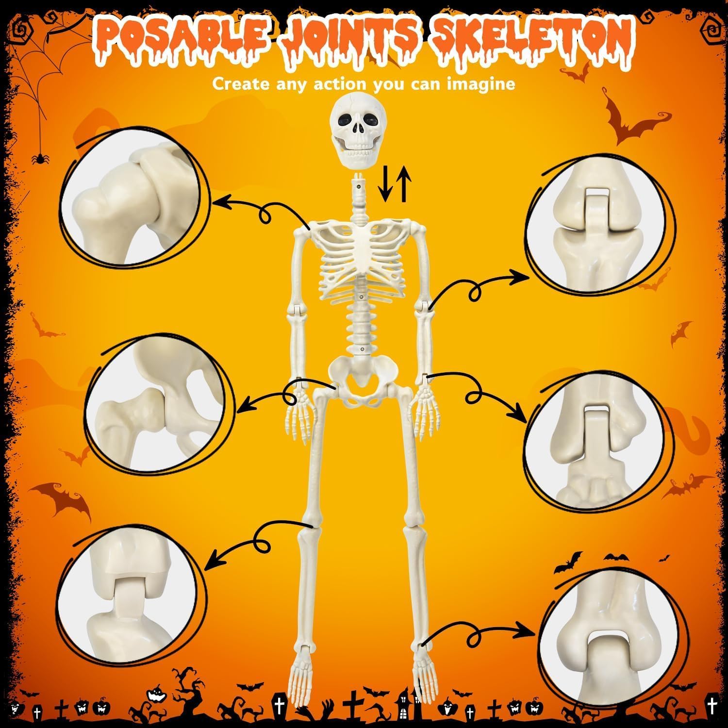 Halloween Decorations Outdoor 36 Inch Realistic Posable Skeleton With Dog