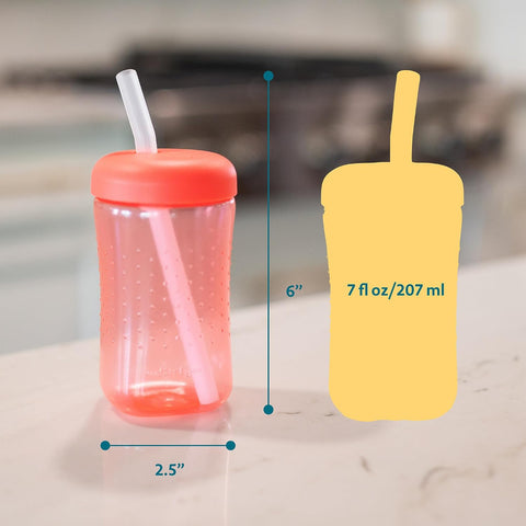 The First Years Squeeze & Sip Straw Cups - Blue/Orange/Red - 3 Count