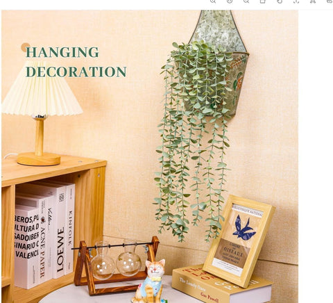 Der Rose 24" Fake Hanging Eucalyptus Plant for Bathroom Wall Art Decor
