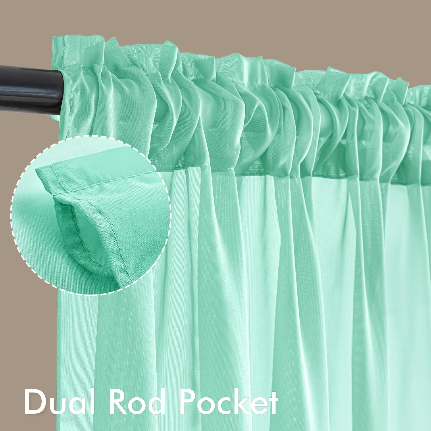 MIULEE Aqua Sheer Curtains 90 Inches Long 4 Panels 42 x 90 Inches