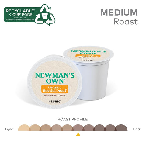 Newman's Own Organics Special Blend Decaf, Single-Serve Keurig K-Cup Pods, Medium Roast Coffee Pods, 96 Count