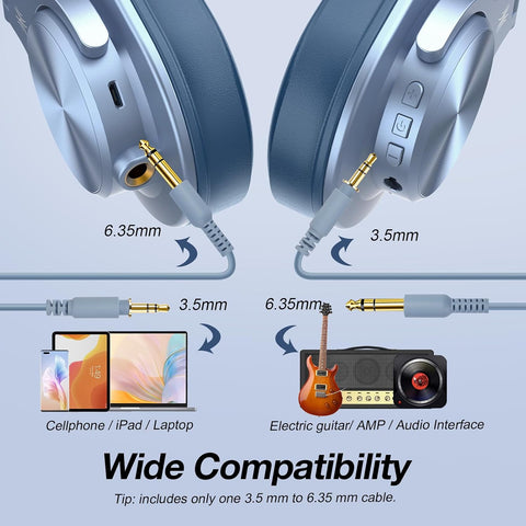 OneOdio A70 Bluetooth Over-Ear Headphones, Hi-Res Wired DJ Studio - SB