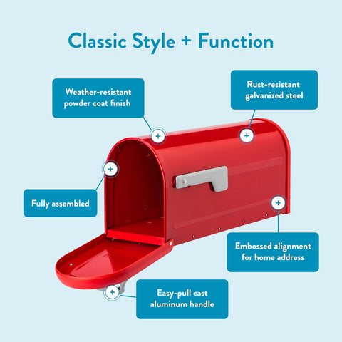 Architectural Mailboxes Chadwick Post Mount Mailbox, Red, Medium