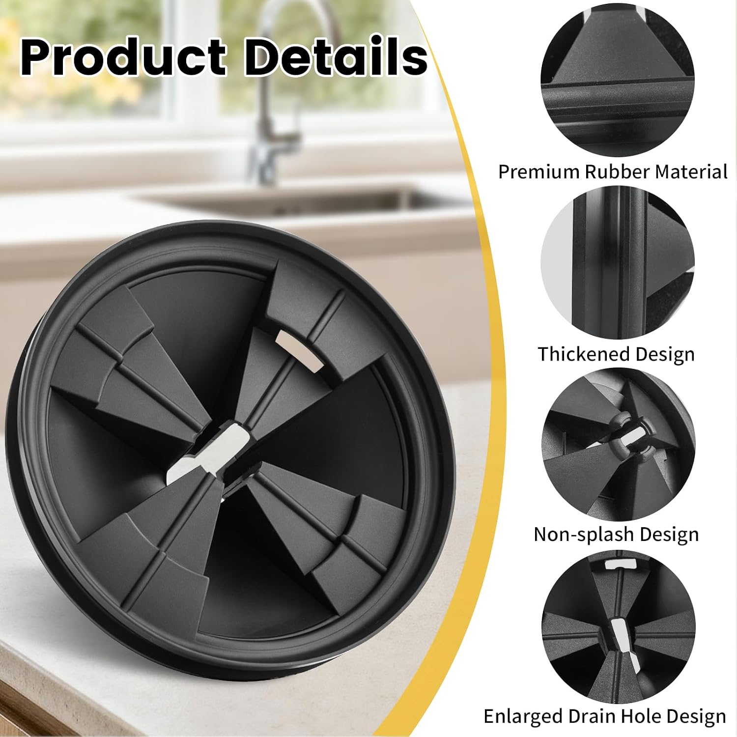 Garbage Disposal Splash Guard, 2 Pack Upgraded EPDM Rubber Drain Insert for InSinkErator Evolution Series 3 3/8" QCB-AM Sink Baffle Drain Cover Removable Quiet Collar EPDM Strainer Insert Parts
