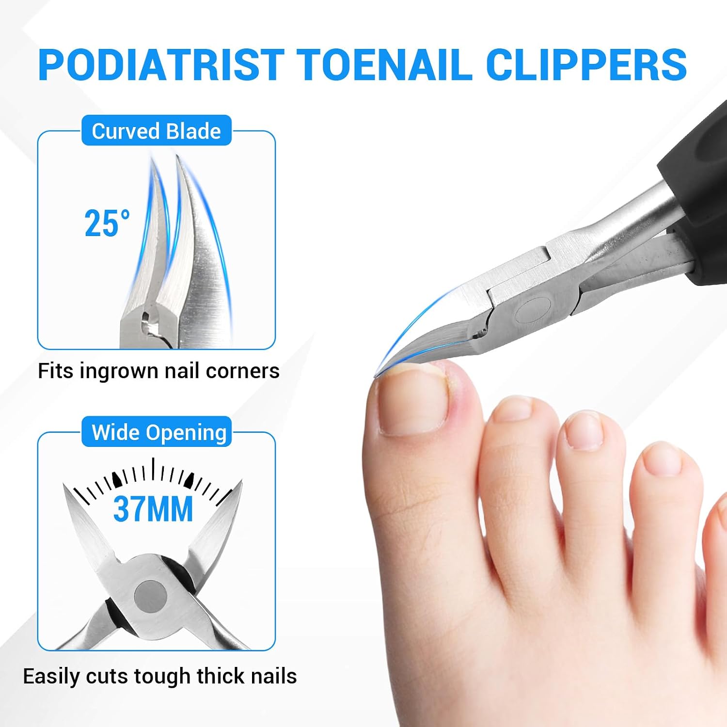 2026 Toenail Clippers for Seniors Thick Toenails, Angled Head Large Toe Nail Clippers for Thick Nails for Men, Heavy Duty Ingrown Toenail Clippers, Long Handle Slanted Nail Clippers Wide Jaw