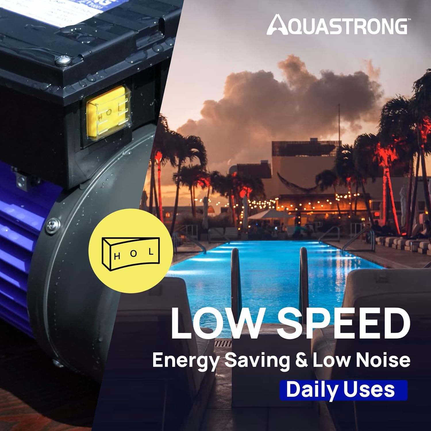 Aquastrong 1.5HP In/Above Ground Pool Pump, Dual Speed, 115V, 4975GPH, High Flow, Powerful Self Primming Swimming Pool Pumps with Filter