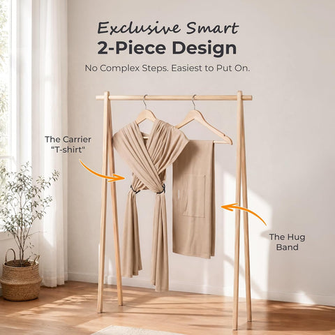 Momcozy Baby Wrap Carrier, Easy-On 2-Piece Design, Newborn to 33 lb