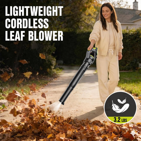 EWORK Leaf Blower, Leaf Blower Cordless with 2×2.0Ah Batteries and Charger