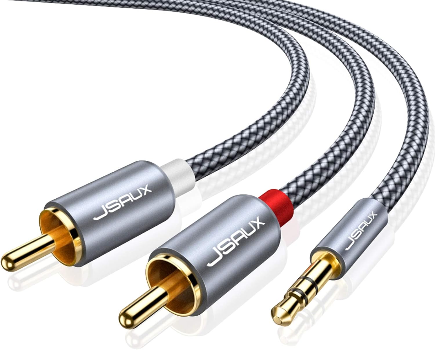 JSAUX RCA to 3.5mm Cable 6.6ft, 2RCA Male to Aux Audio Adapter HiFi Sound
