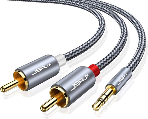 JSAUX RCA to 3.5mm Cable 6.6ft, 2RCA Male to Aux Audio Adapter HiFi Sound