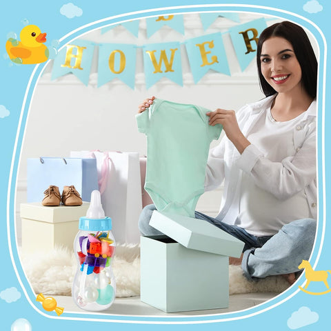 Tessco for you 4 Pcs 11in Jumbo Baby Bottle Bank Baby Shower, Blue