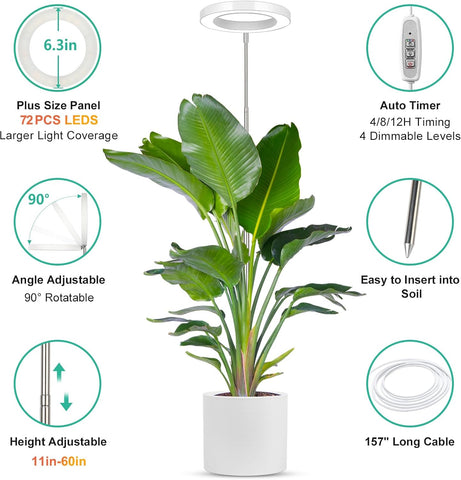 LORDEM Grow Light, Full Spectrum Plant Light for Indoor Growing