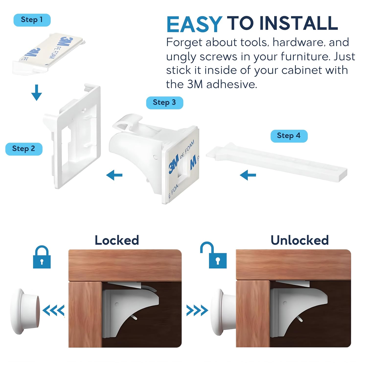 Baby Proof Me Baby Proofing Magnetic Child Safety Cabinet Locks, 36-Pack