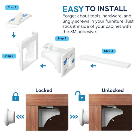 Baby Proof Me Baby Proofing Magnetic Child Safety Cabinet Locks, 36-Pack