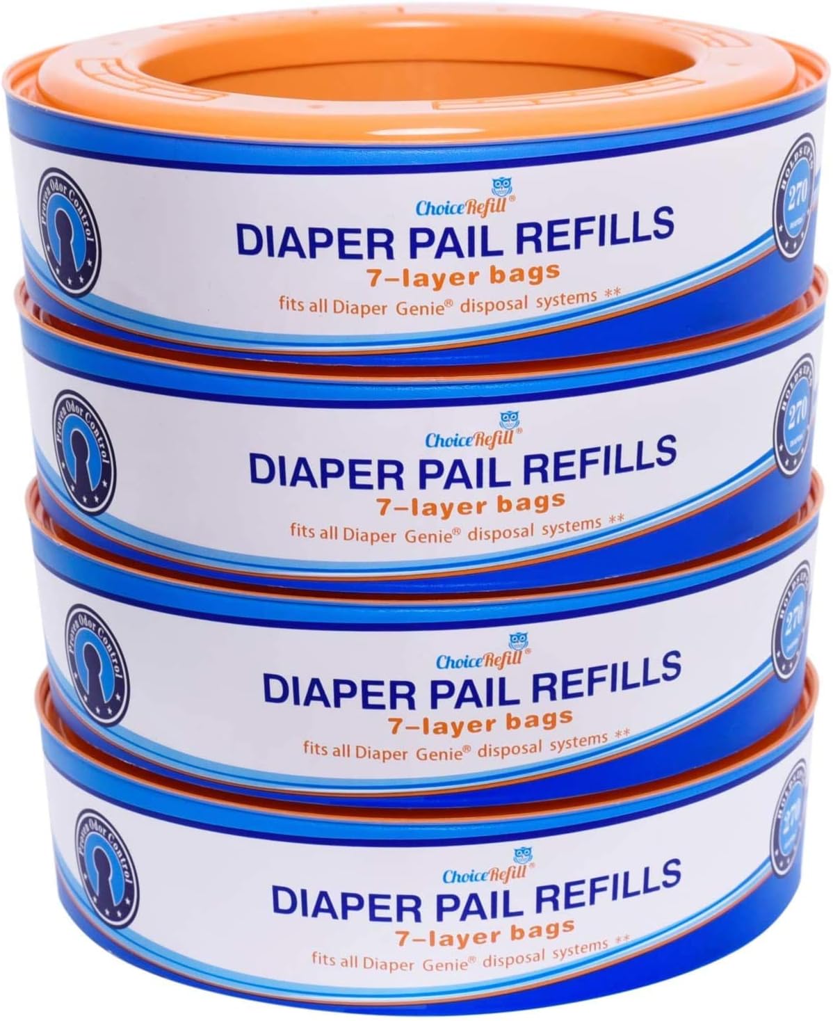 ChoiceRefill Compatible with Diaper Genie Pails, 4-Pack, 1300 count