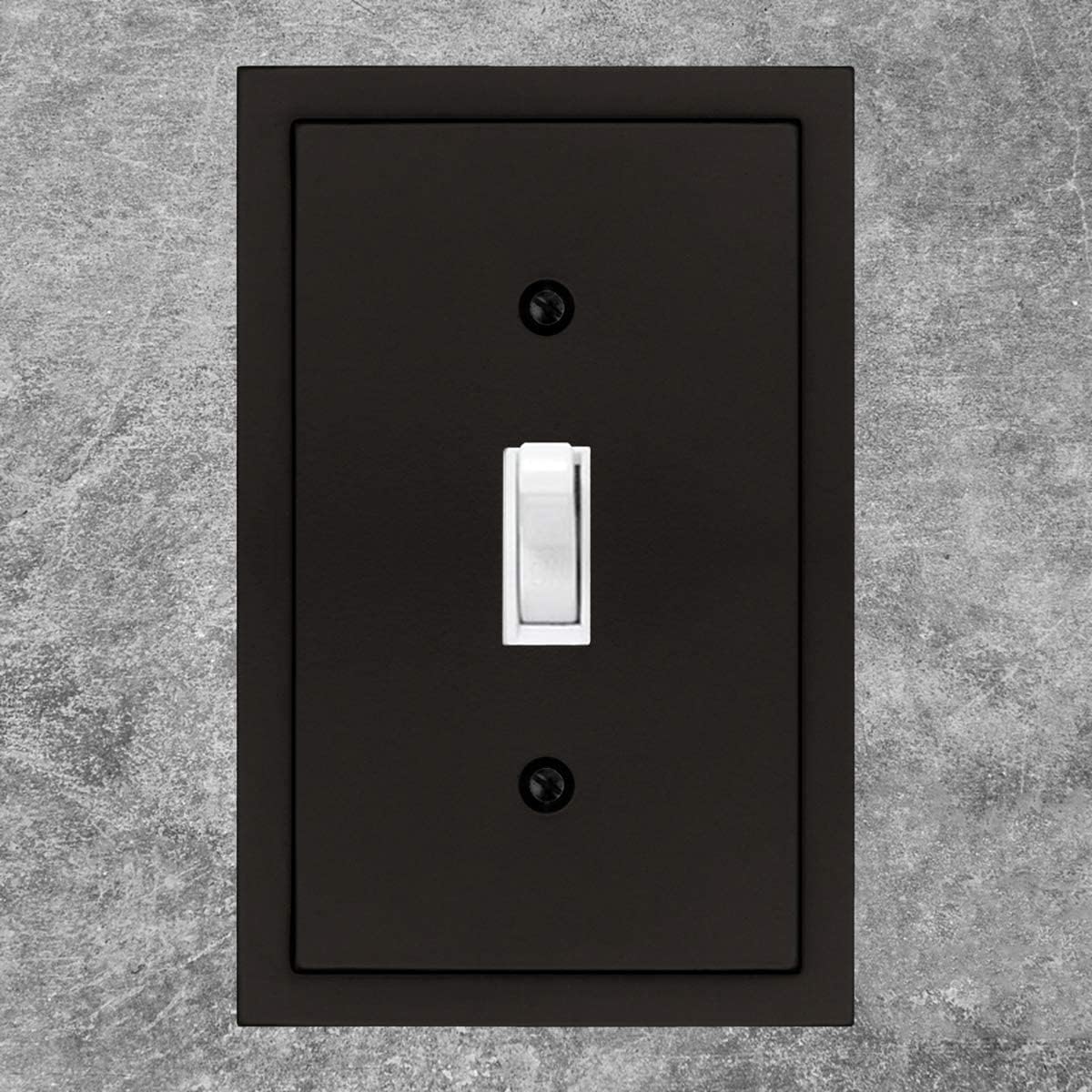 Henne Bery Modern Edge Decorative Wall Plate Switch Plate Outlet Cover, Durable Solid Zinc Alloy (Single Toggle 2PK, Matte Black)