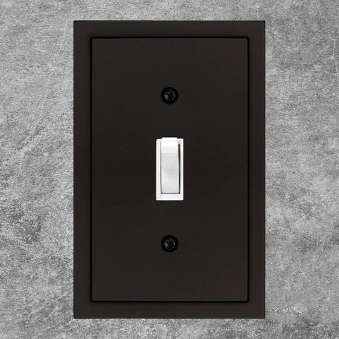 Henne Bery Modern Edge Decorative Wall Plate Switch Plate Outlet Cover, Durable Solid Zinc Alloy (Single Toggle 2PK, Matte Black)