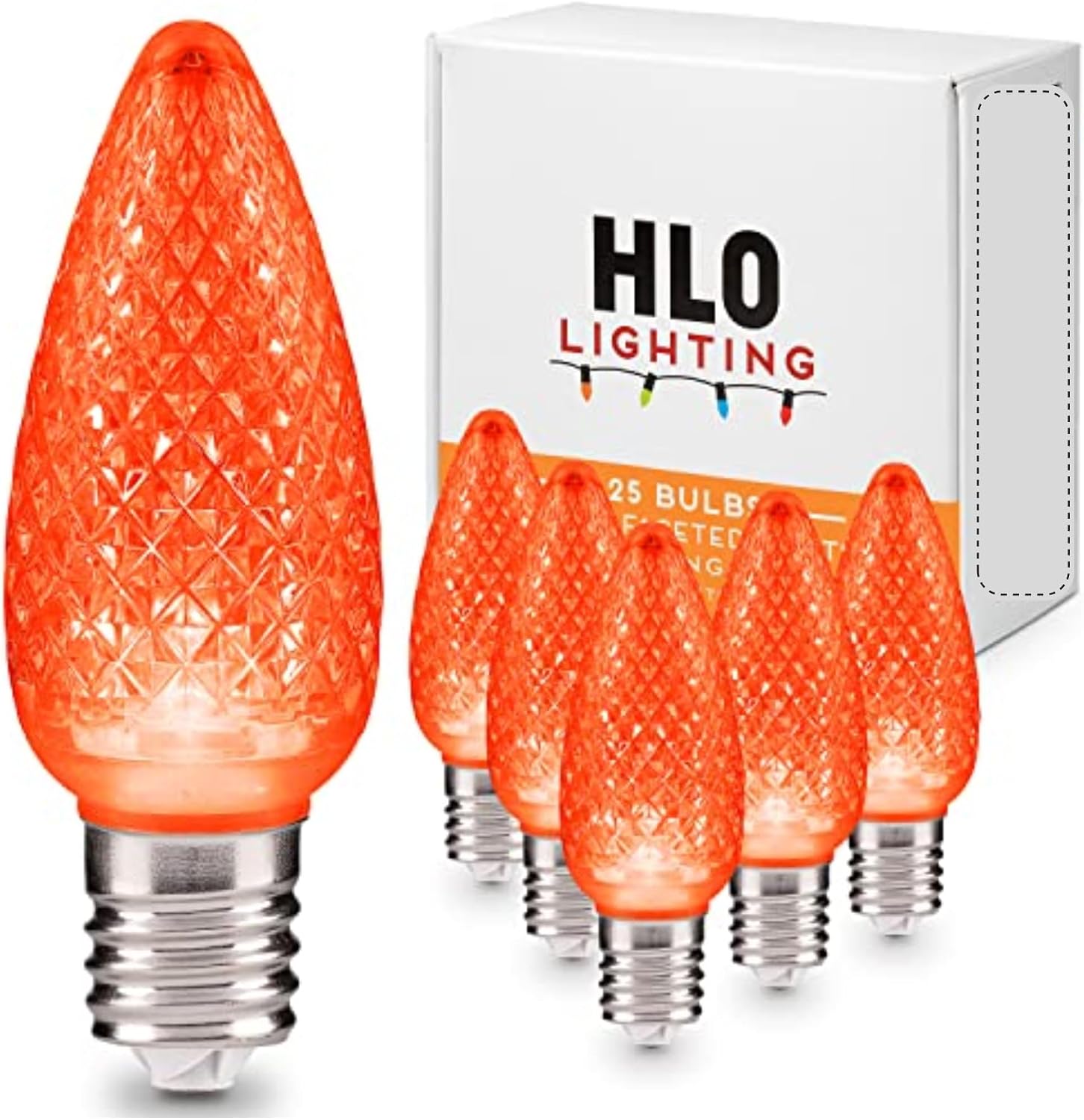 HLO Lighting Set of 25 Orange C9 Faceted LED Christmas Light Bulbs for Indoor & Outdoor Use | Durable Replacement Bulbs