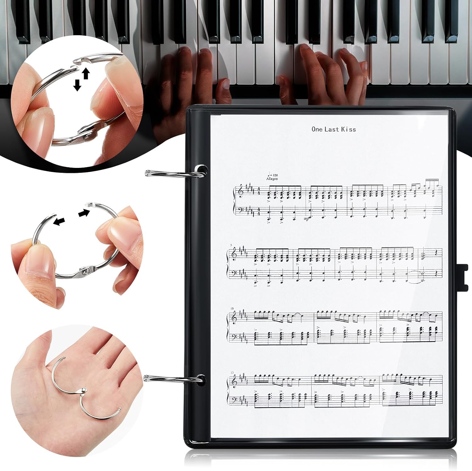10 Sheets Music Flip Folder Marching Band Plastic Flip Folder Pages,Black