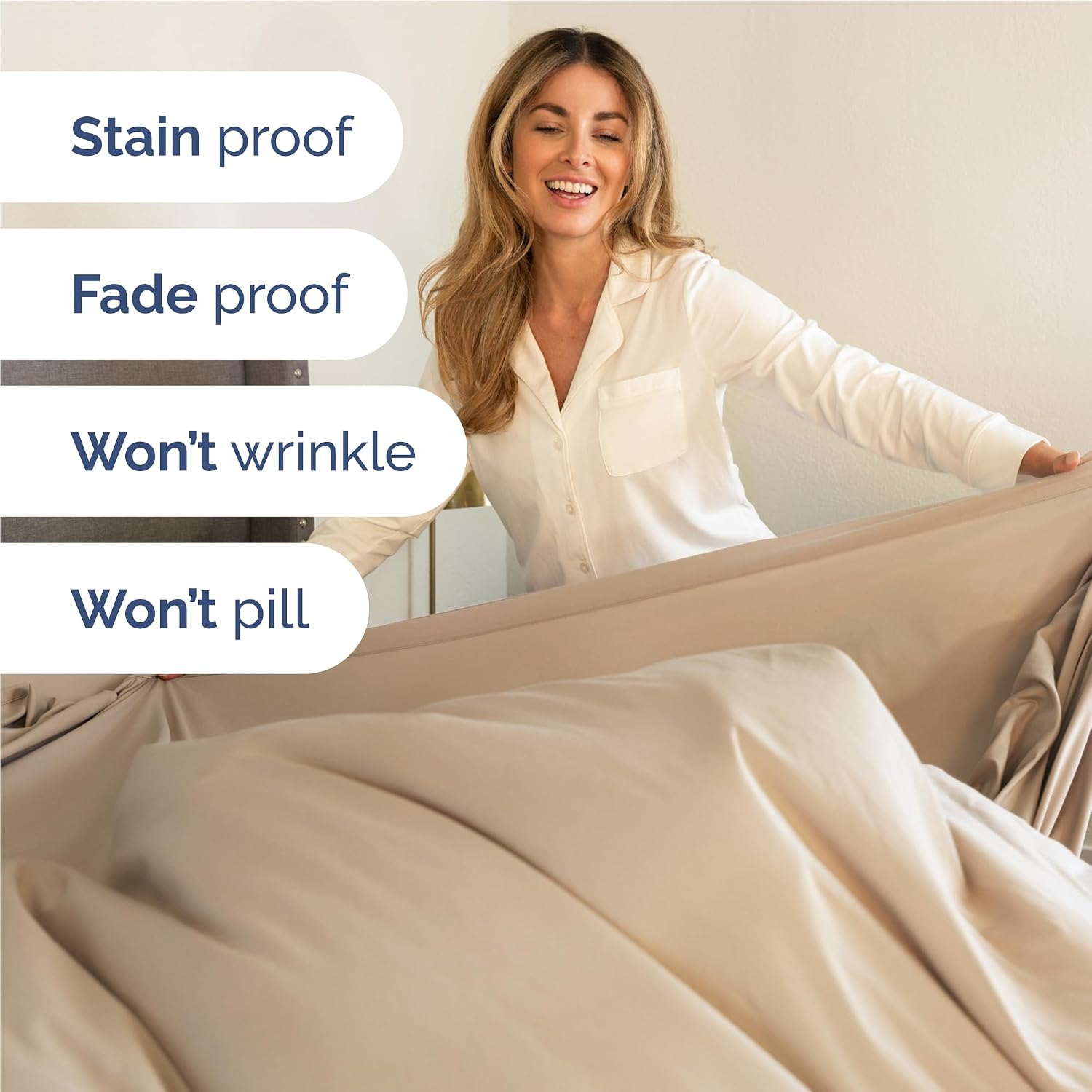 Full Size 4 Piece Sheet Set - Comfy Breathable & Cooling Sheets - Cream